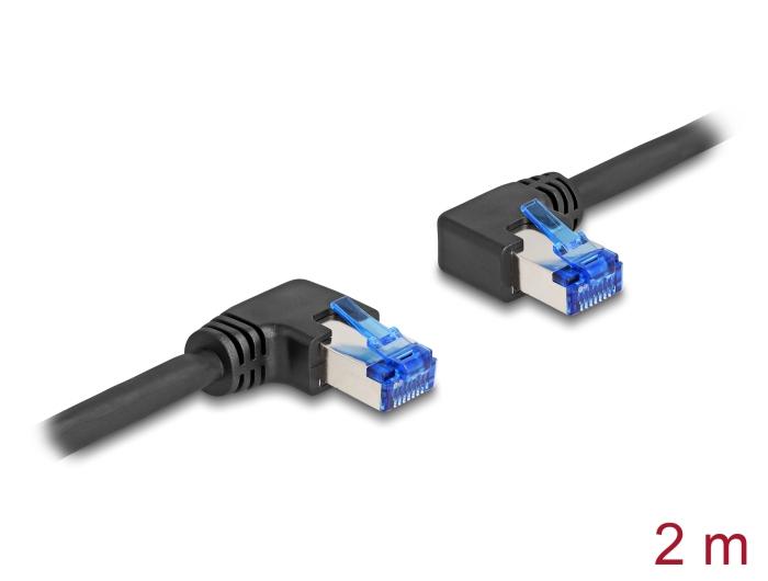 Delock RJ45 Netwerkkabel Cat.6A S/FTP recht/links gehoekte 2 m zwart