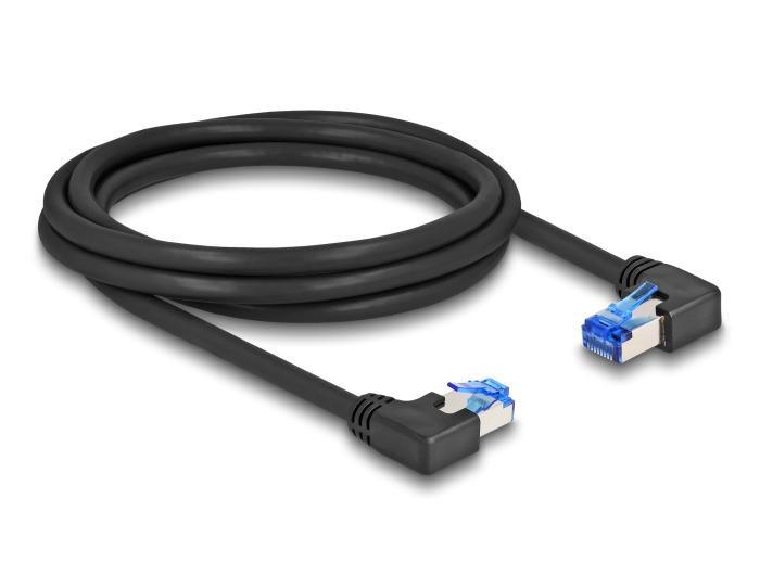 Delock RJ45 Netwerkkabel Cat.6A S/FTP recht/links gehoekte 2 m zwart