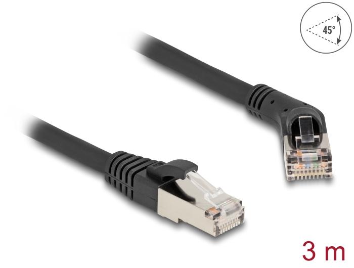 Delock RJ45 Netwerkkabel Cat.6A S/FTP Stekker 45 naar rechts gehoekte