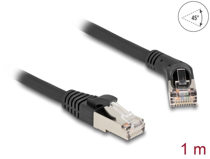 Delock RJ45 netwerkkabel Cat.6A S/FTP Stekker 45 naar rechts gehoekte