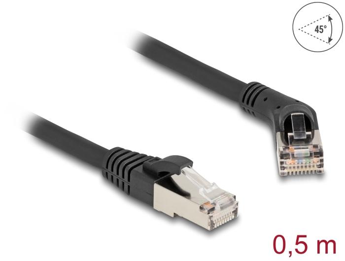 Delock RJ45 netwerkkabel Cat.6A S/FTP Stekker 45 naar rechts gehoekte