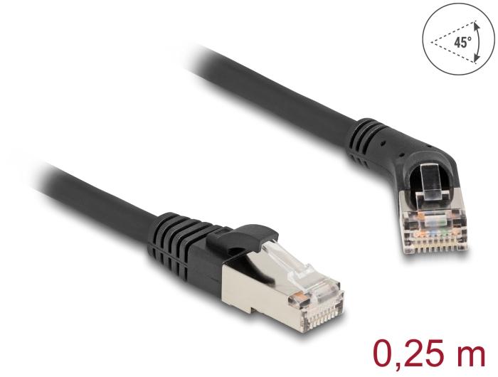 Delock RJ45 netwerkkabel Cat.6A S/FTP Stekker 45 naar rechts gehoekte
