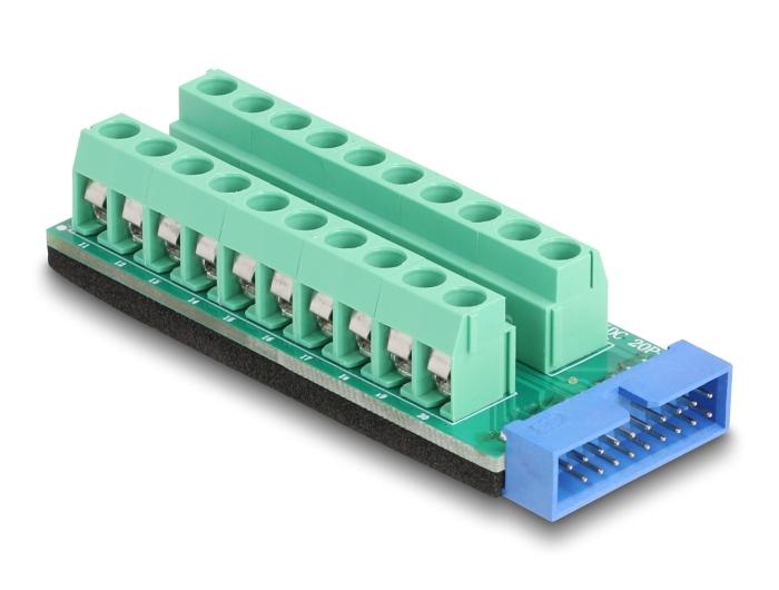 Delock USB Stiftleider naar Klemmenblok Adapter 20-pins