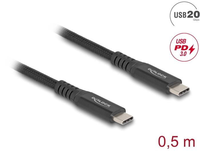 Delock USB 20 Gbps Kabel USB Type-C™ Stekker naar Stekker PD 3.0 100 W E-M
