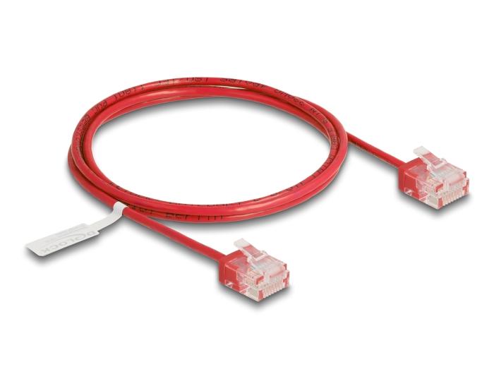 Delock RJ45 netwerkkabel Cat.6 UTP Ultra Slim 1 m rood met korte stekkers