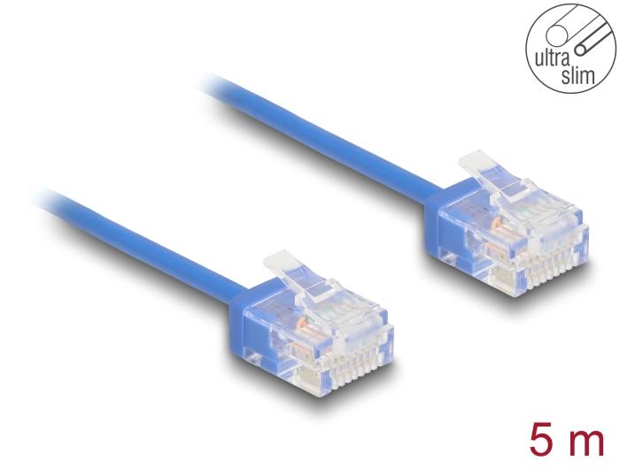 Delock RJ45 netwerkkabel Cat.6 UTP Ultra Slim 5 m blauw met korte stekker