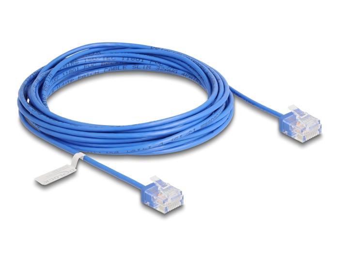 Delock RJ45 netwerkkabel Cat.6 UTP Ultra Slim 5 m blauw met korte stekker