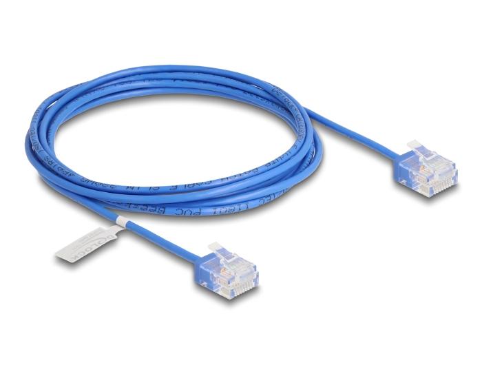 Delock RJ45 netwerkkabel Cat.6 UTP Ultra Slim 2 m blauw met korte stekker