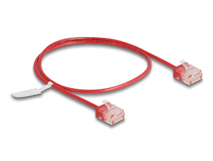 Delock RJ45 netwerkkabel Cat.6 UTP Ultra Slim 0,5 m rood met korte stekkers