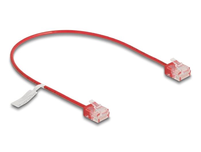 Delock RJ45 netwerkkabel Cat.6 UTP Ultra Slim 0,3 m rood met korte stekkers
