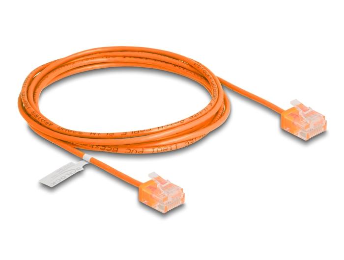 Delock RJ45 Netwerkkabel Cat.6 UTP Ultra Slim 2 m oranje met korte stekkers