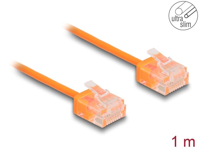 Delock RJ45 Netwerkkabel Cat.6 UTP Ultra Slim 1 m oranje met korte stekkers