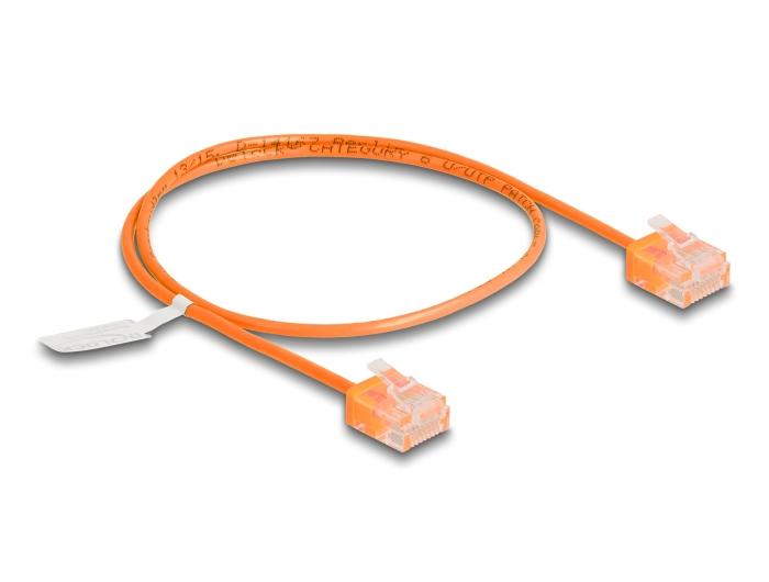 Delock RJ45 Netwerkkabel Cat.6 UTP Ultra Slim 0,5 m oranje met korte stekkers