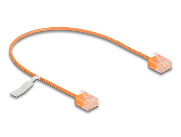 Delock RJ45 Netwerkkabel Cat.6 UTP Ultra Slim 0,3 m oranje met korte stekkers