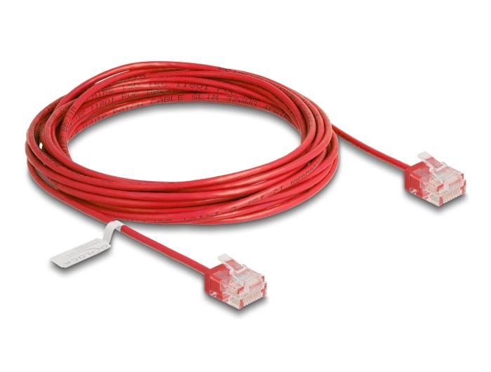 Delock RJ45 netwerkkabel Cat.6 UTP Ultra Slim 5 m rood met korte stekkers