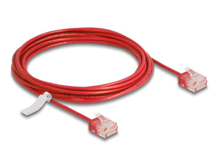 Delock RJ45 netwerkkabel Cat.6 UTP Ultra Slim 3 m rood met korte stekkers