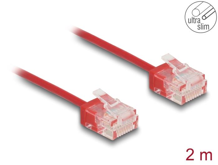Delock RJ45 netwerkkabel Cat.6 UTP Ultra Slim 2 m rood met korte stekkers