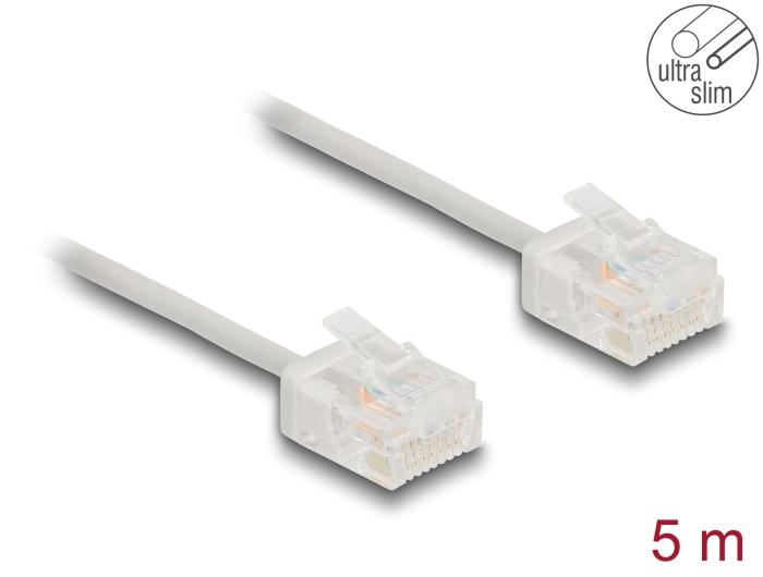 Delock RJ45 Netwerkkabel Cat.6 UTP Ultra Slim 5 m grijs met korte stekker