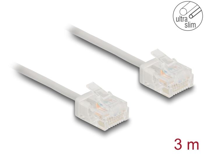 Delock RJ45 netwerkkabel Cat.6 UTP Ultra Slim 3 m grijs met korte stekkers