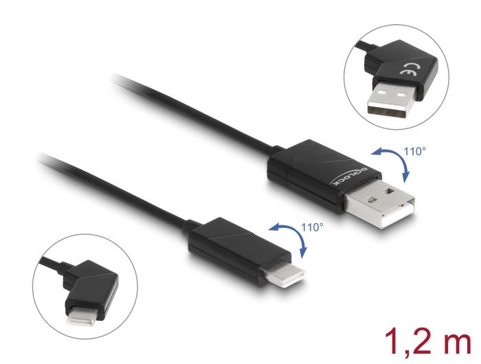 Delock USB 2.0 Kabel Type-A Stekker naar USB Type-C™ Stekker draaibaar met Sc