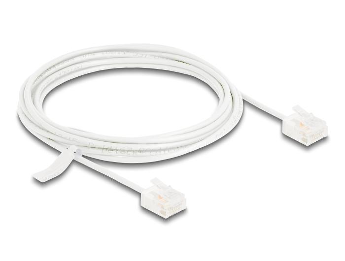 Delock RJ45 Netwerkkabel Cat.6 UTP Ultra Slim 3 m wit met korte stekkers