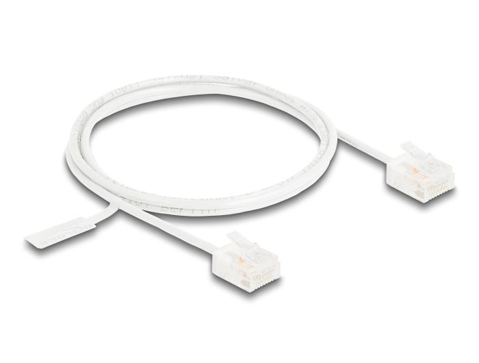 Delock RJ45 Netwerkkabel Cat.6 UTP Ultra Slim 1 m wit met korte stekkers