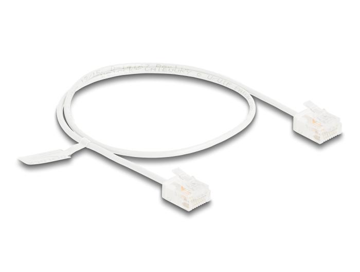 Delock RJ45 Netwerkkabel Cat.6 UTP Ultra Slim 0,5 m wit met korte stekkers
