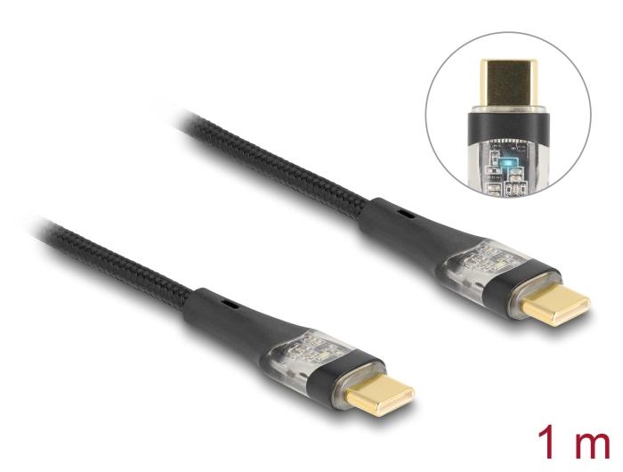 Delock USB 2.0 snellaadkabel USB Type-C™ Stekker naar Stekker transparant