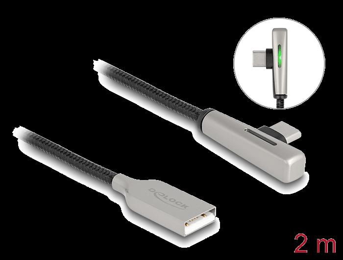 Delock USB 2.0 Kabel Type-A Stekker naar USB Type-C™ Stekker (hoekig) met