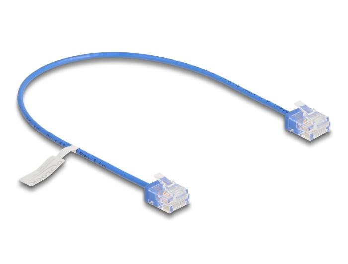 Delock RJ45 netwerkkabel Cat.6 UTP Ultra Slim 0,3 m blauw met korte stekkers