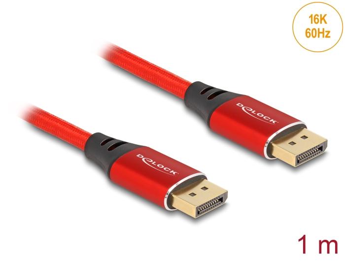 Delock DisplayPort Kabel 16K 60 Hz 1 m rood Metaal