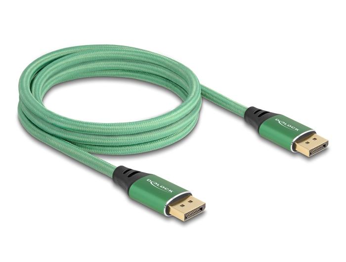 Delock DisplayPort Kabel 16K 60 Hz 2 m groen Metaal
