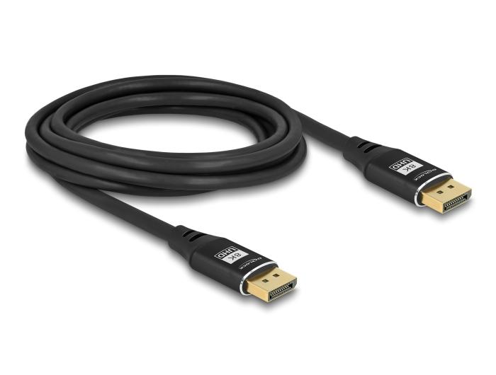 Delock DisplayPort Kabel 8K 60 Hz 3 m zwart Metaal