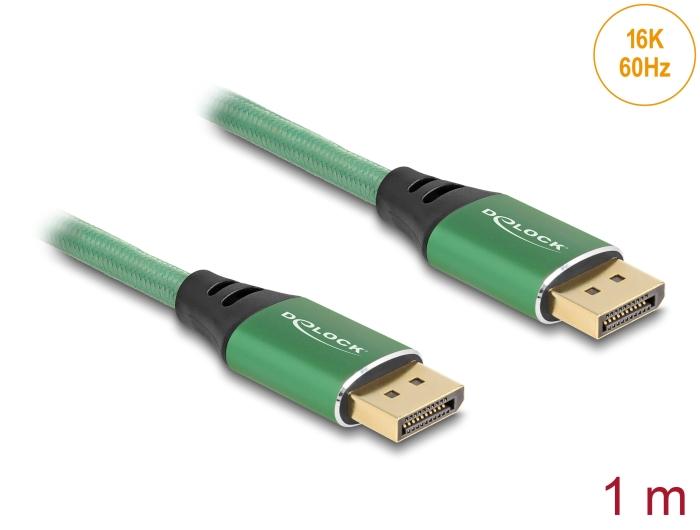 Delock DisplayPort Kabel 16K 60 Hz 1 m groen Metaal
