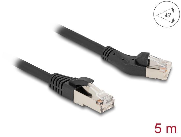 Delock RJ45 netwerkkabel Cat.8.1 S/FTP Stekker 45 naar links gehoekte