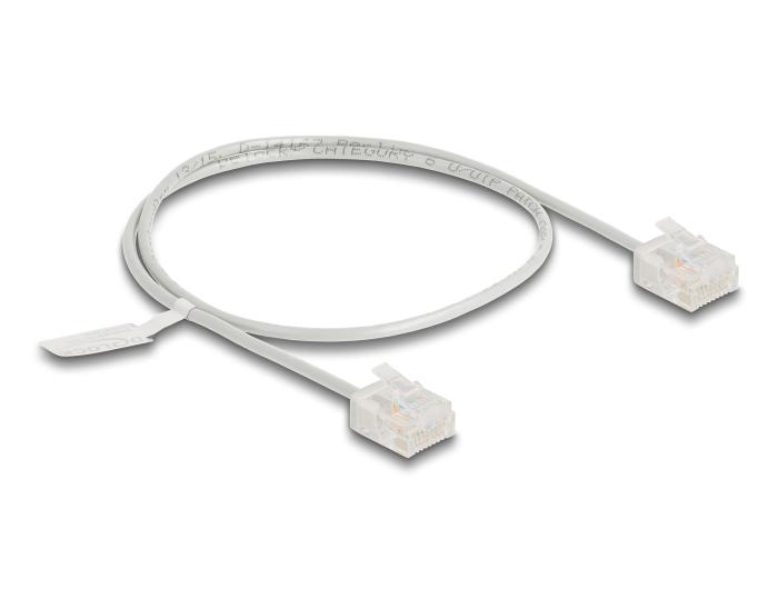Delock RJ45 Netwerkkabel Cat.6 UTP Ultra Slim 0,5 m grijs met korte stekkers