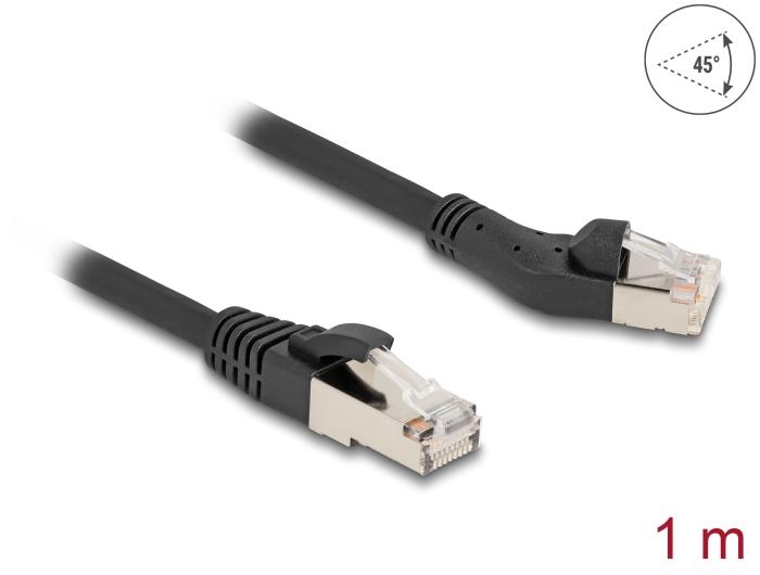 Delock RJ45 Netwerkkabel Cat.8.1 S/FTP Stekker 45 naar links gehoekte