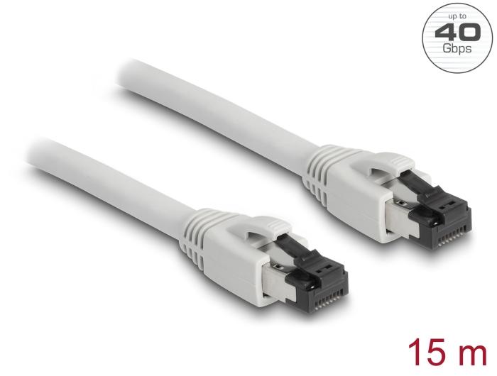 Delock RJ45 netwerkkabel Cat.8.1 S/FTP 15 m tot 40 Gbps grijs