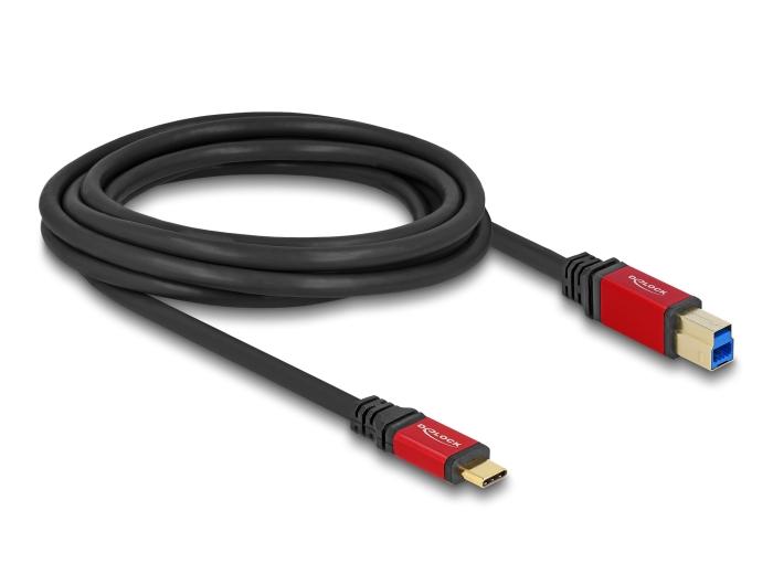Delock USB 5 Gbps Kabel USB Type-C™ Stekker naar USB Typ-B Stekker 3 m rood