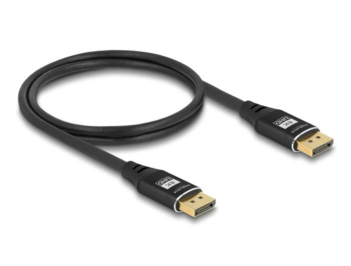 Delock DisplayPort Kabel 8K 60 Hz 1 m zwart Metaal