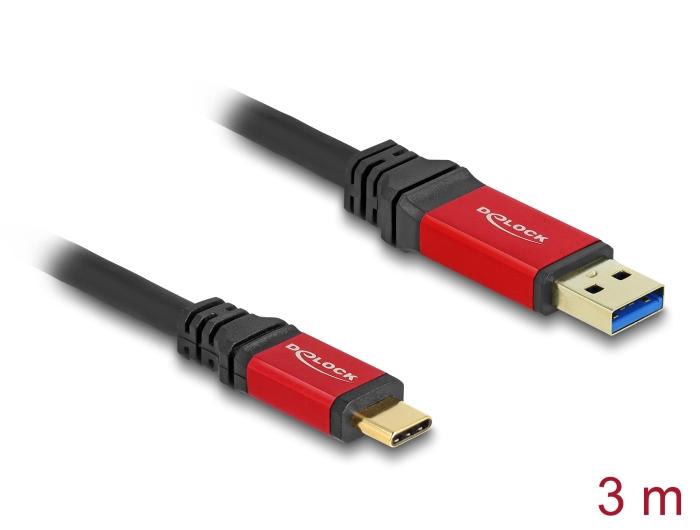 Delock USB 10 Gbps Kabel USB Type-A Stekker naar USB Type-C™ Stekker 3 m rood