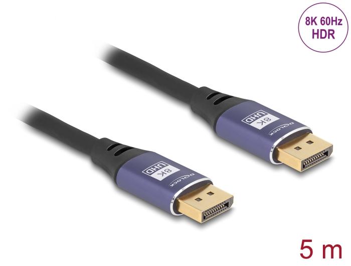 Delock DisplayPort Kabel 8K 60 Hz 5 m paars metallic
