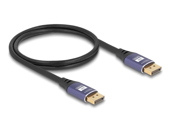 Delock DisplayPort Kabel 8K 60 Hz 1 m paars Metaal
