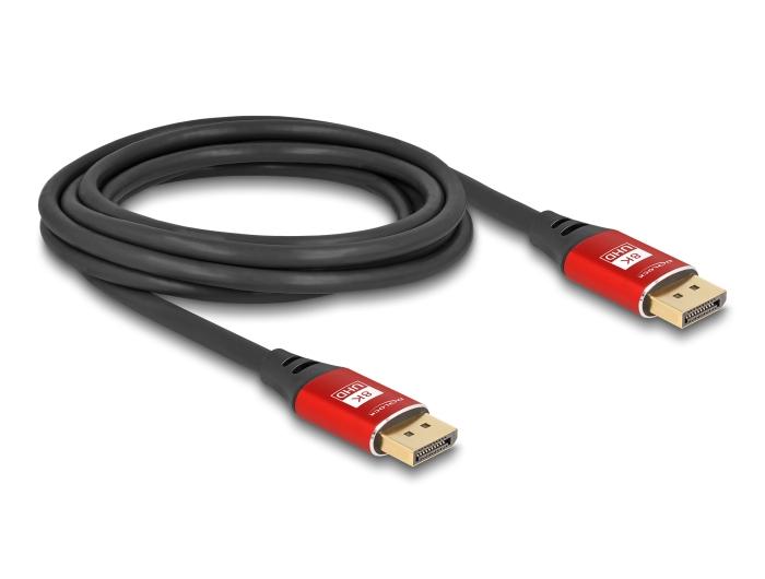 Delock DisplayPort Kabel 8K 60 Hz 3 m rood Metaal
