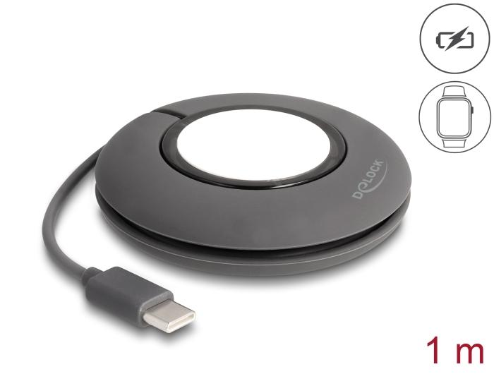 Delock USB Type-C™ opvouwbaar oplaadkabel voor Apple Watch 1 m grijs magnetisch