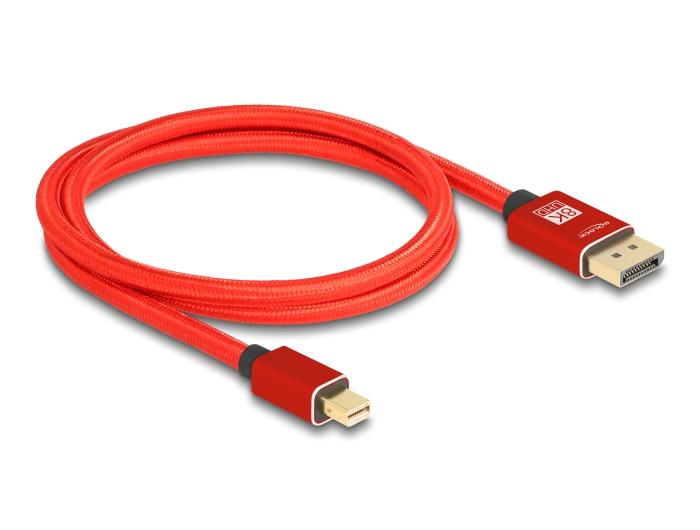 Delock Mini DisplayPort naar DisplayPort Kabel 8K 60 Hz 1 m rood Metaal zonder