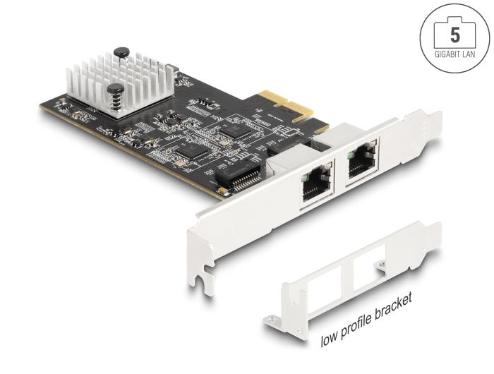 Delock PCI Express x2 kaart met 2 x RJ45 5 Gigabit LAN RTL8126