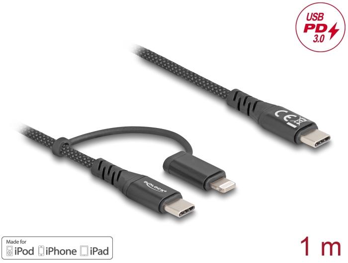 Delock USB-kabel 2 in 1 USB Type-C™ naar USB Type-C™ / Lightning™ voor