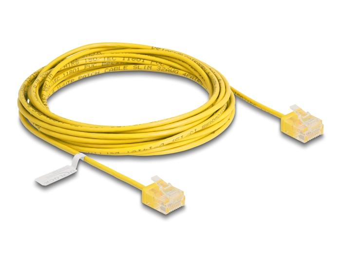 Delock RJ45 netwerkkabel Cat.6 UTP Ultra Slim 5 m geel met korte stekkers