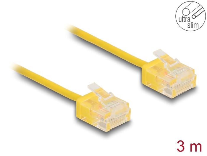 Delock RJ45 Netwerkkabel Cat.6 UTP Ultra Slim 3 m geel met korte stekkers